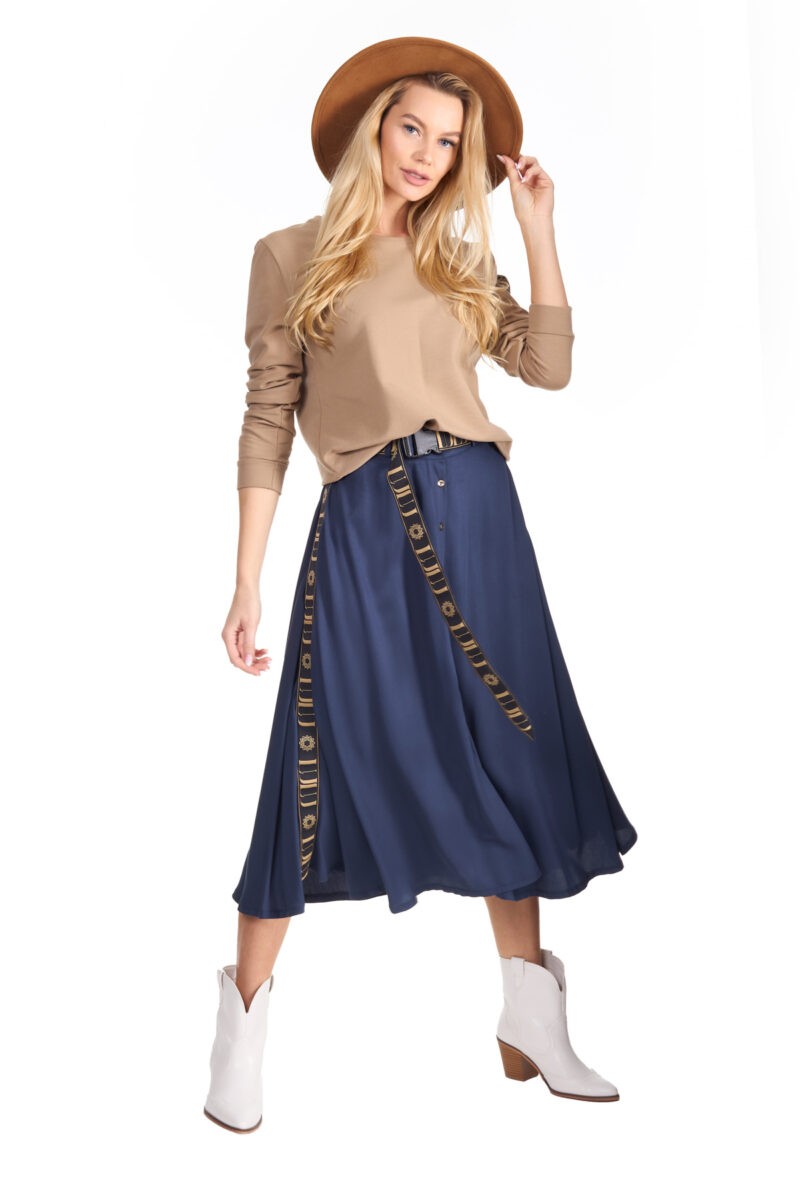 Spódnica z koła 100% wiskoza w kolorze navy