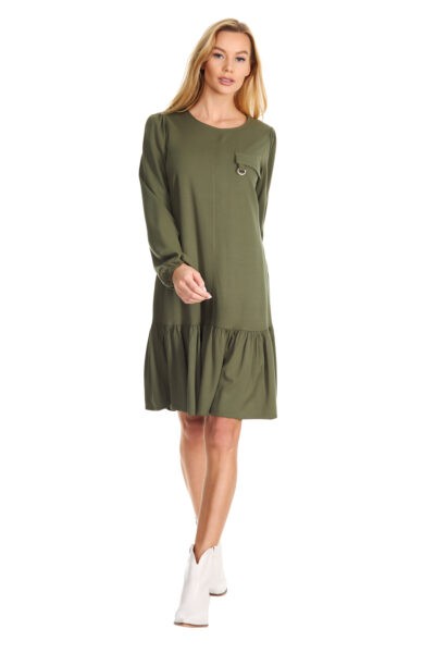 Sukienka z długim rękawem Charon khaki wiskoza