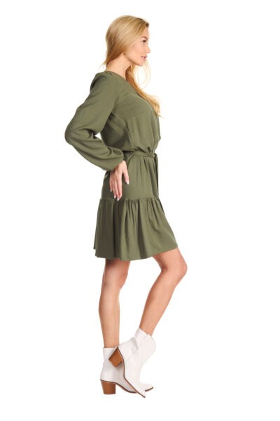 Sukienka z długim rękawem Charon khaki wiskoza