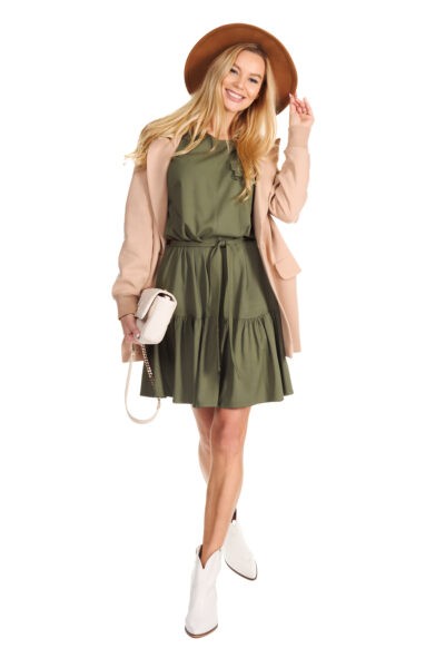 Sukienka z długim rękawem Charon khaki wiskoza