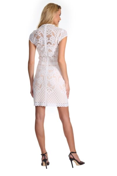 Sukienka koronkowa ołówkowa Frances ekri z halką