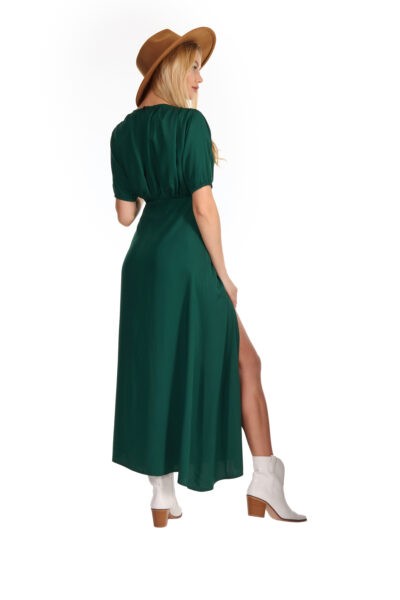 Sukienka długa 7/8 butelkowa zieleń SofiaLu z wiskozy