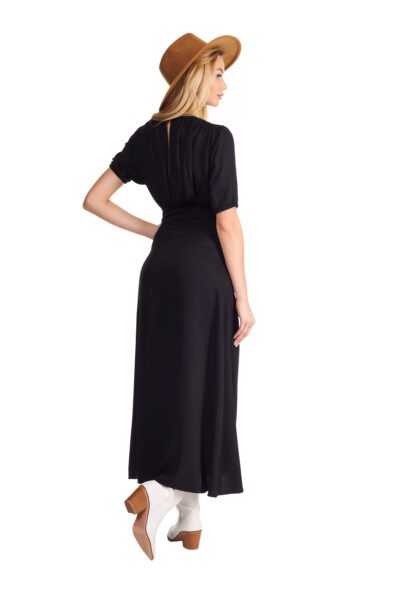 Sukienka długa 7/8 czarna SofiaLu z wiskozy