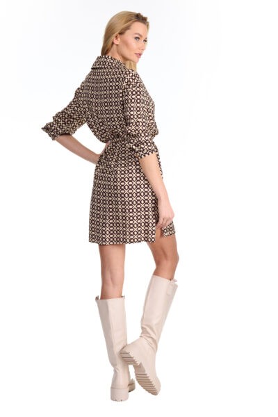 Koszulo sukienka Lumina w print z długim rękawe